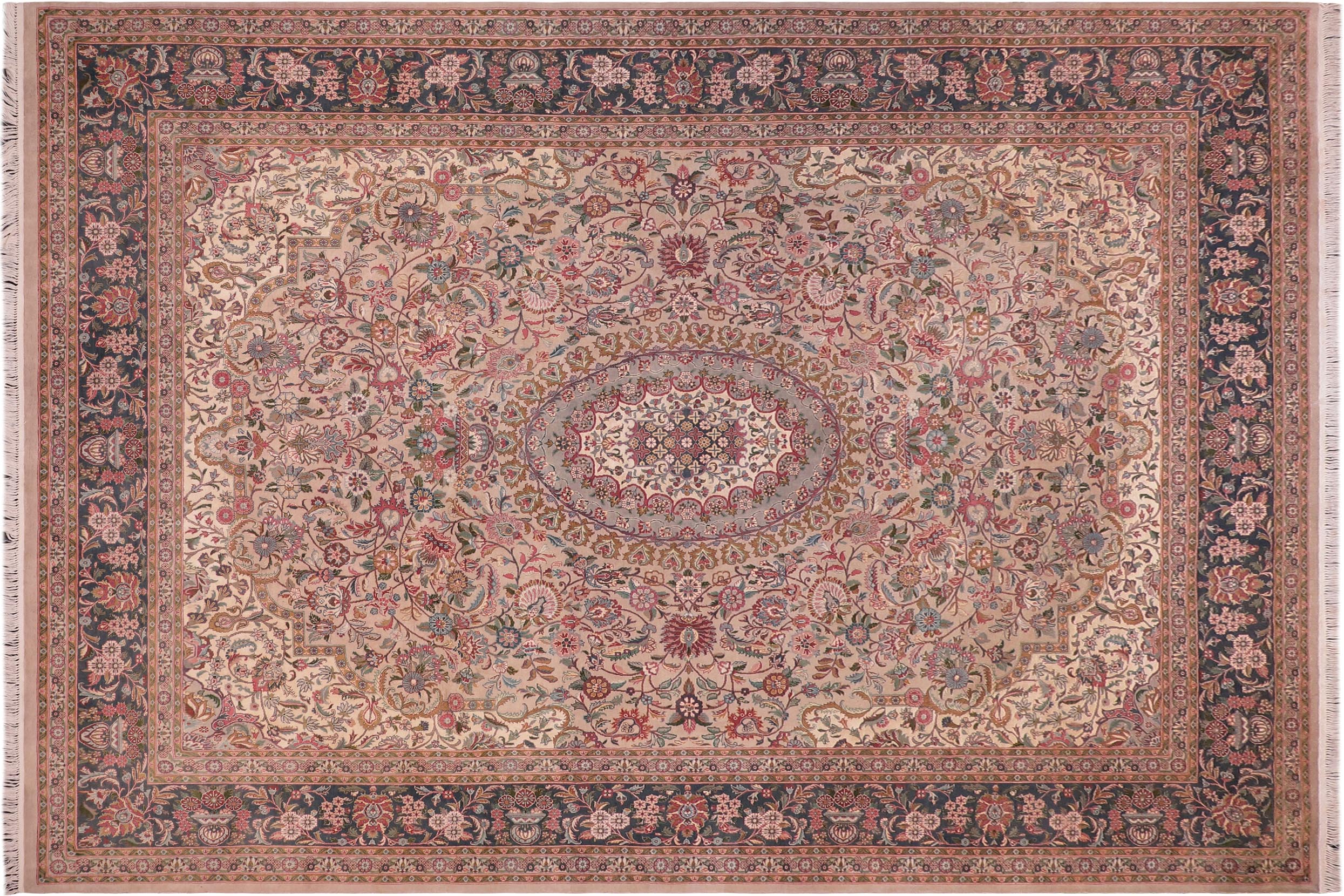 handmade Traditional Anarlaki Taupe Green Hand Knotted RECTANGLE 100% WOOL area rug 9x12