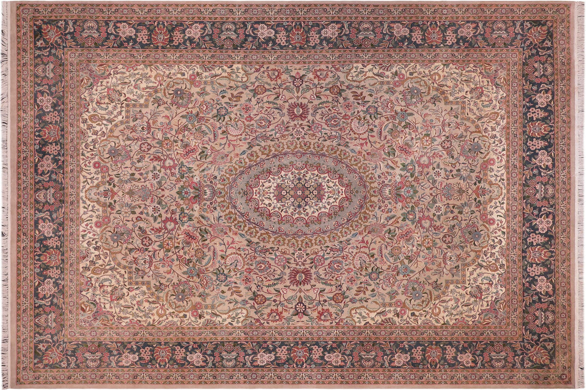 handmade Traditional Anarlaki Taupe Green Hand Knotted RECTANGLE 100% WOOL area rug 9x12