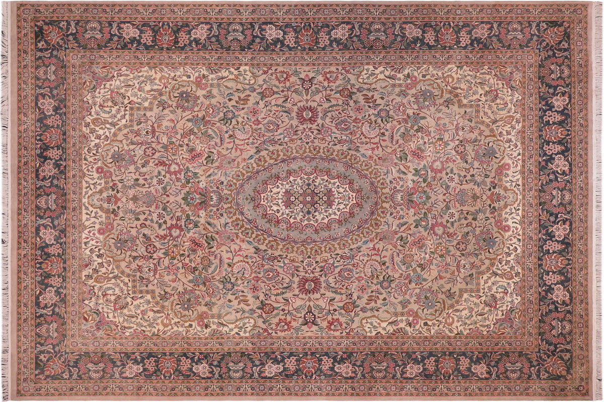 handmade Traditional Anarlaki Taupe Green Hand Knotted RECTANGLE 100% WOOL area rug 9x12