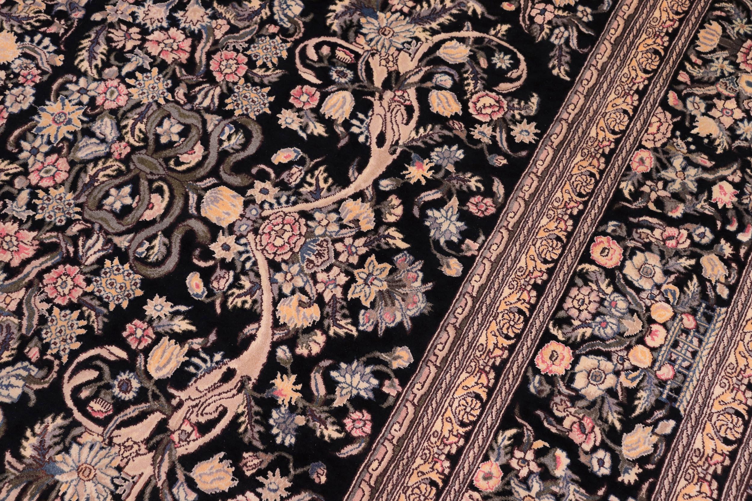 handmade Traditional Tamour Black Black Hand Knotted RECTANGLE 100% WOOL area rug 9x12