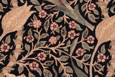 handmade Transitional Dafodils Black Taupe Hand Knotted RECTANGLE 100% WOOL area rug 9x12