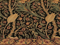 handmade Traditional Dafodils Black Taupe Hand Knotted RECTANGLE 100% WOOL area rug 9x12