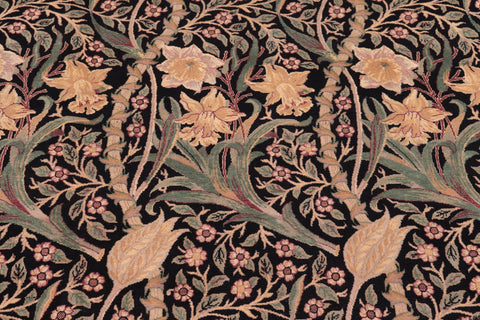 handmade Transitional Dafodils Black Taupe Hand Knotted RECTANGLE 100% WOOL area rug 9x12