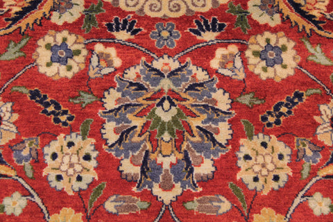 handmade Transitional Agra Tabriz Red Blue Hand Knotted RECTANGLE 100% WOOL area rug 9x12