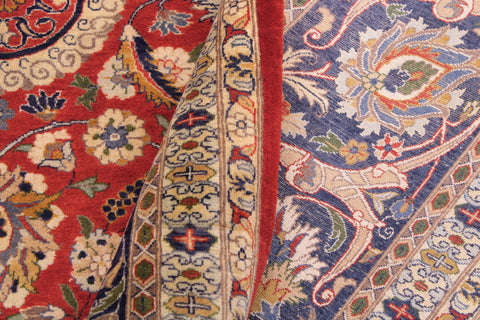 handmade Transitional Agra Tabriz Red Blue Hand Knotted RECTANGLE 100% WOOL area rug 9x12
