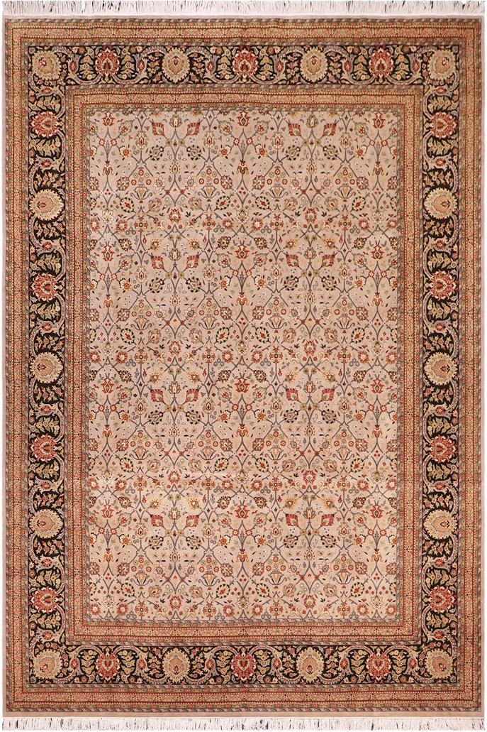 handmade Traditional Regular Beige Black Hand Knotted RECTANGLE 100% WOOL area rug 9'X12'