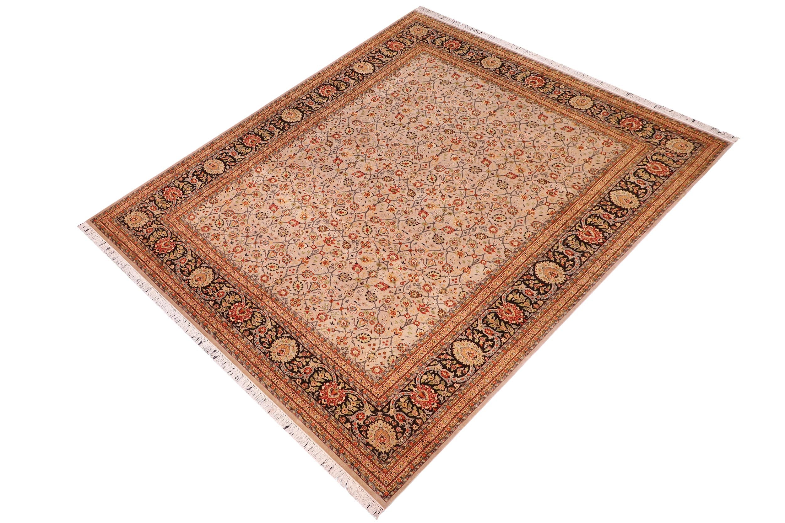 handmade Transitional Regular Beige Black Hand Knotted RECTANGLE 100% WOOL area rug 9' x 12'
