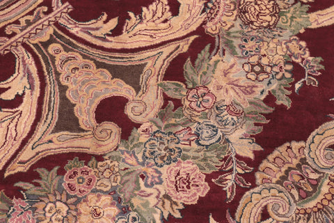 handmade Traditional Savonarrie Red Pink Hand Knotted RECTANGLE 100% WOOL area rug 9x12