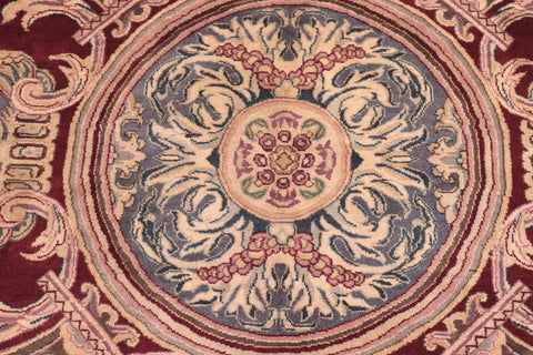 handmade Traditional Savonarrie Red Pink Hand Knotted RECTANGLE 100% WOOL area rug 9x12