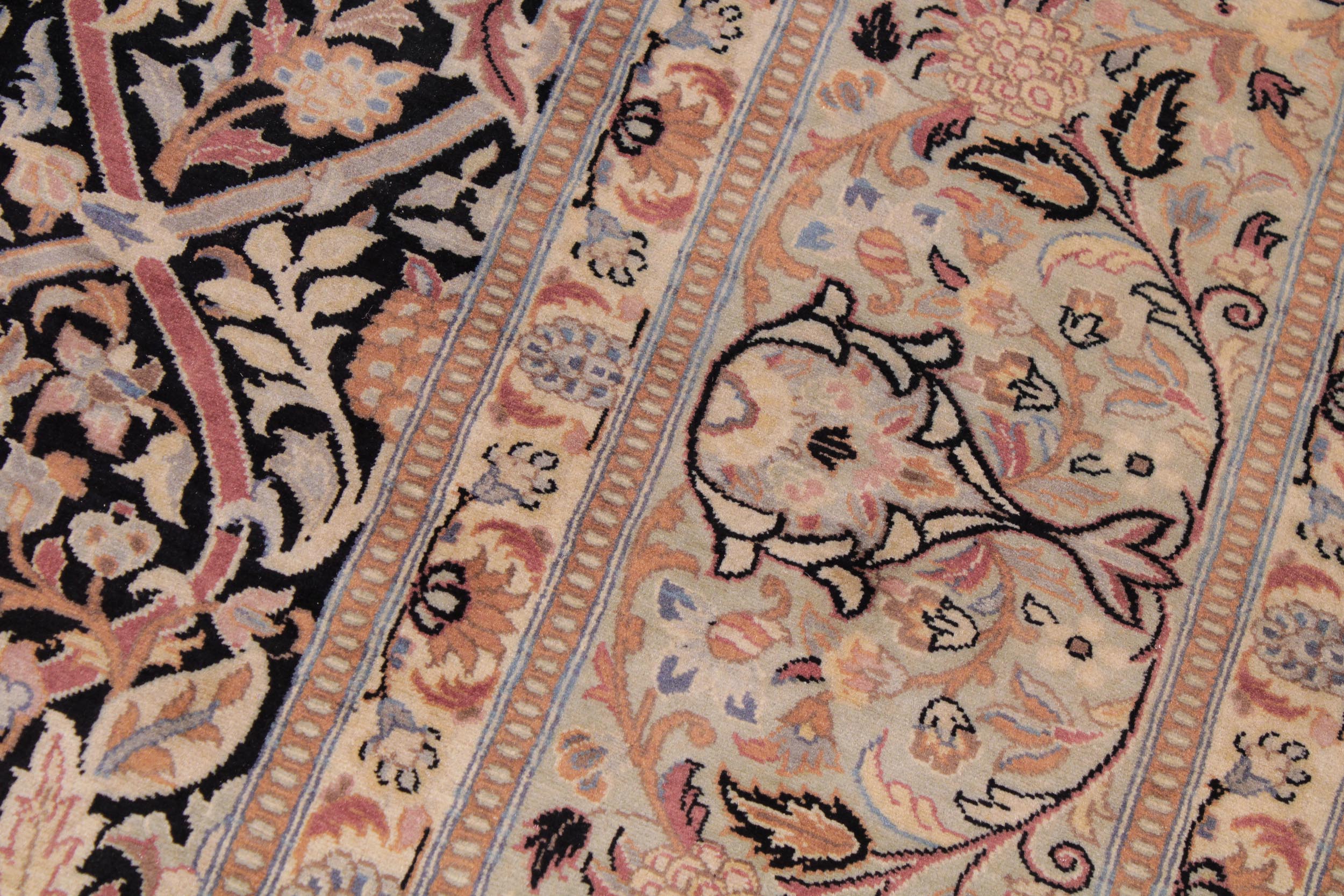 handmade Transitional Mujahid Black Taupe Hand Knotted RECTANGLE 100% WOOL area rug 9x12