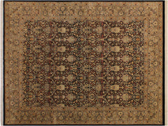 handmade Traditional Mujahid Black Taupe Hand Knotted RECTANGLE 100% WOOL area rug 9x12