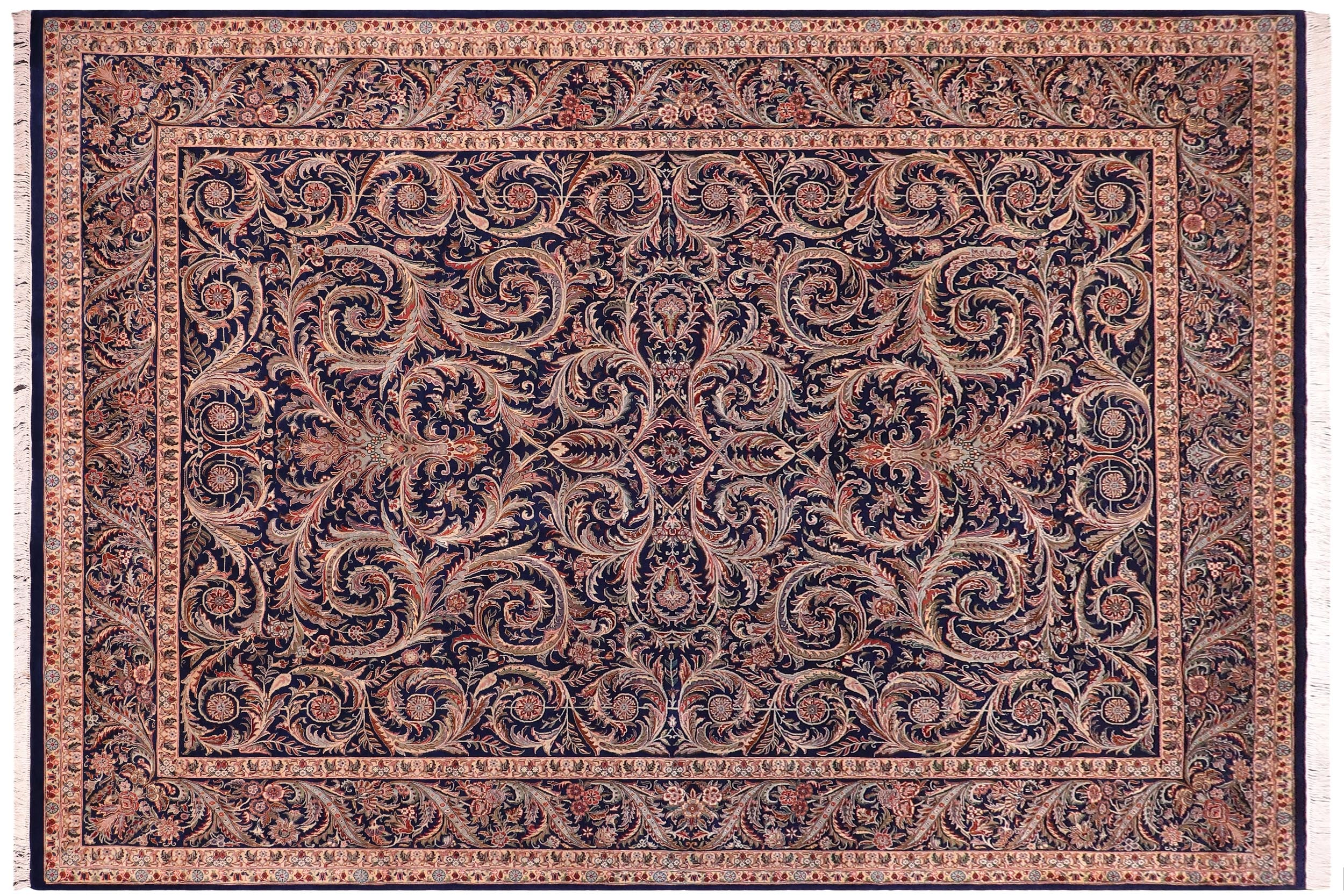 handmade Traditional Savonarrie Blue Blue Hand Knotted RECTANGLE 100% WOOL area rug 9x12