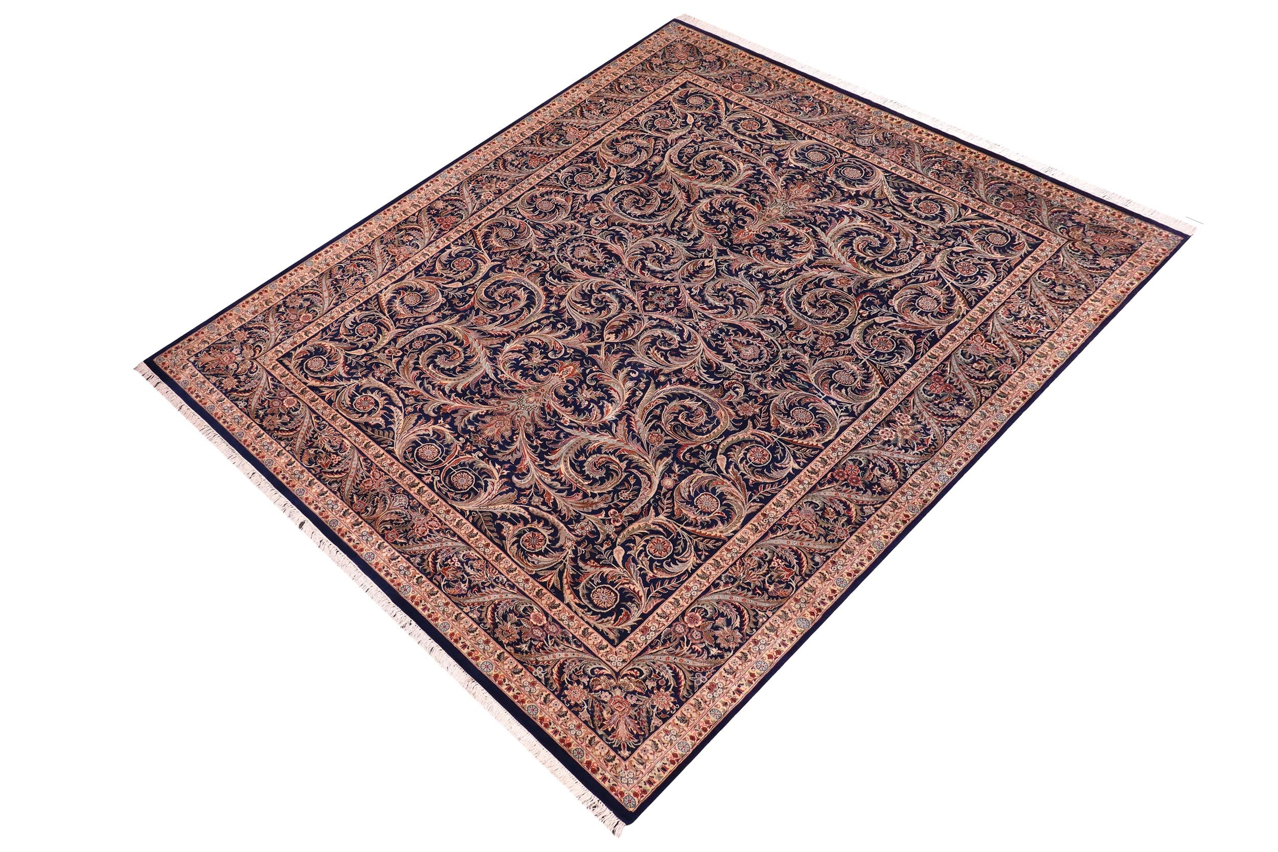 handmade Traditional Savonarrie Blue Blue Hand Knotted RECTANGLE 100% WOOL area rug 9x12