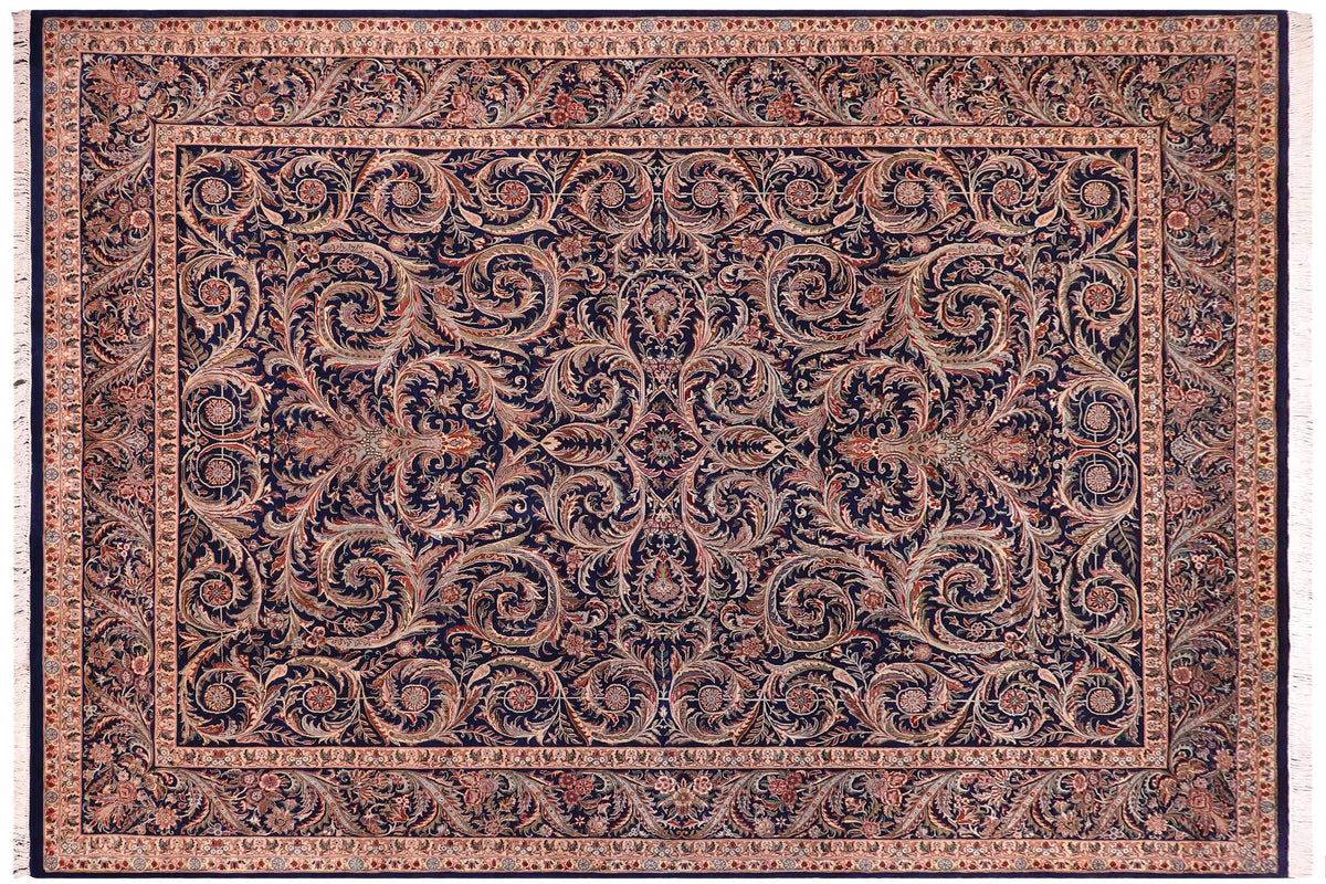 handmade Traditional Savonarrie Blue Blue Hand Knotted RECTANGLE 100% WOOL area rug 9x12