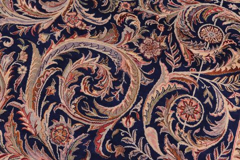 handmade Traditional Savonarrie Blue Blue Hand Knotted RECTANGLE 100% WOOL area rug 9x12