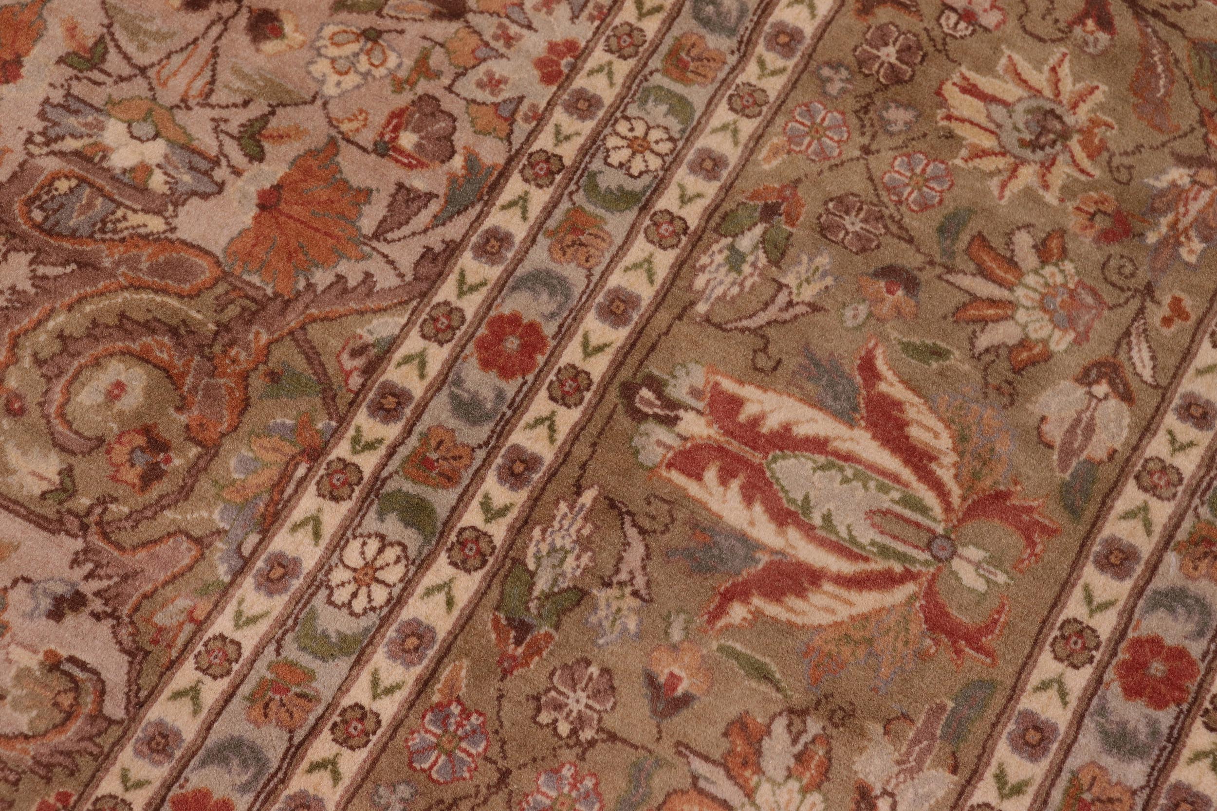 handmade Traditional Farhad Taupe Green Hand Knotted RECTANGLE 100% WOOL area rug 9x12