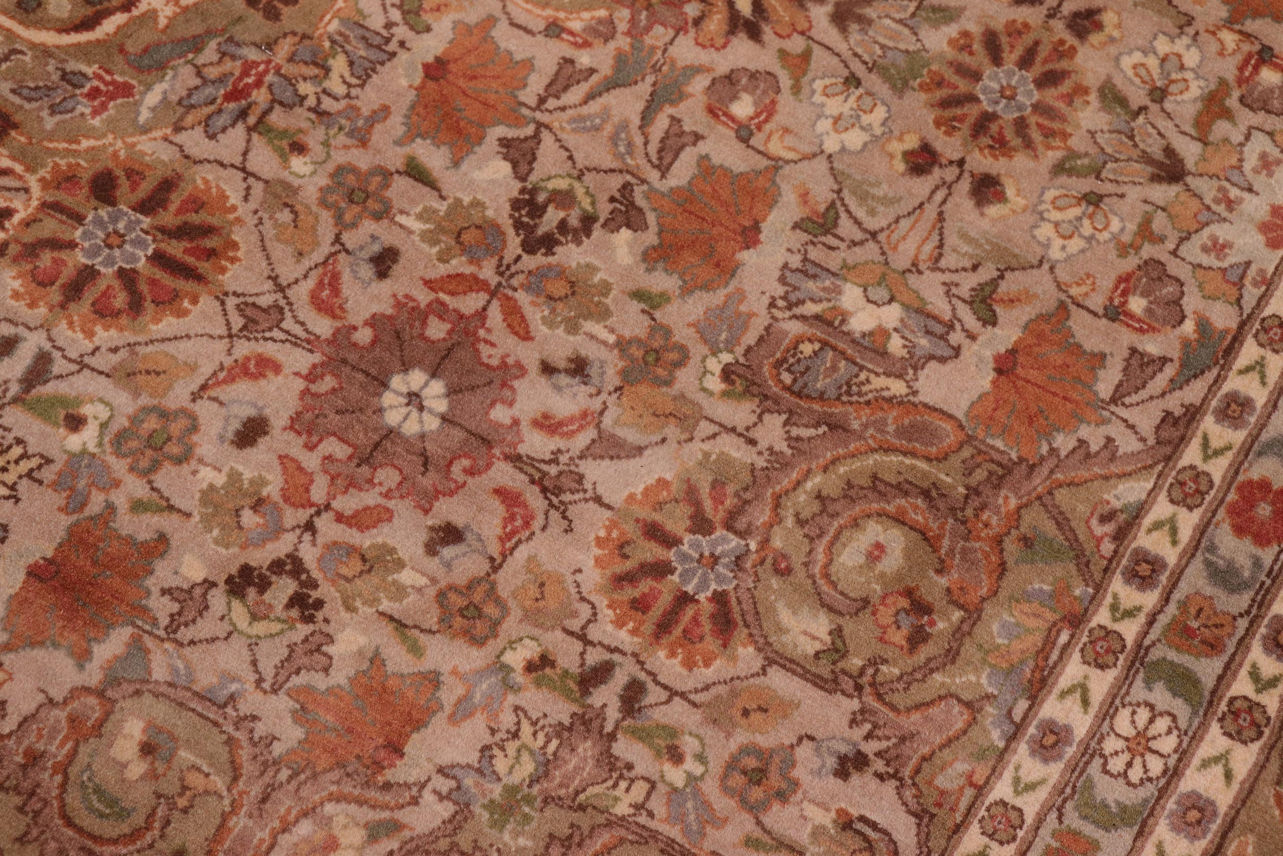 handmade Traditional Farhad Taupe Green Hand Knotted RECTANGLE 100% WOOL area rug 9x12