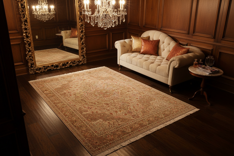 handmade Traditional Farhad Taupe Green Hand Knotted RECTANGLE 100% WOOL area rug 9x12
