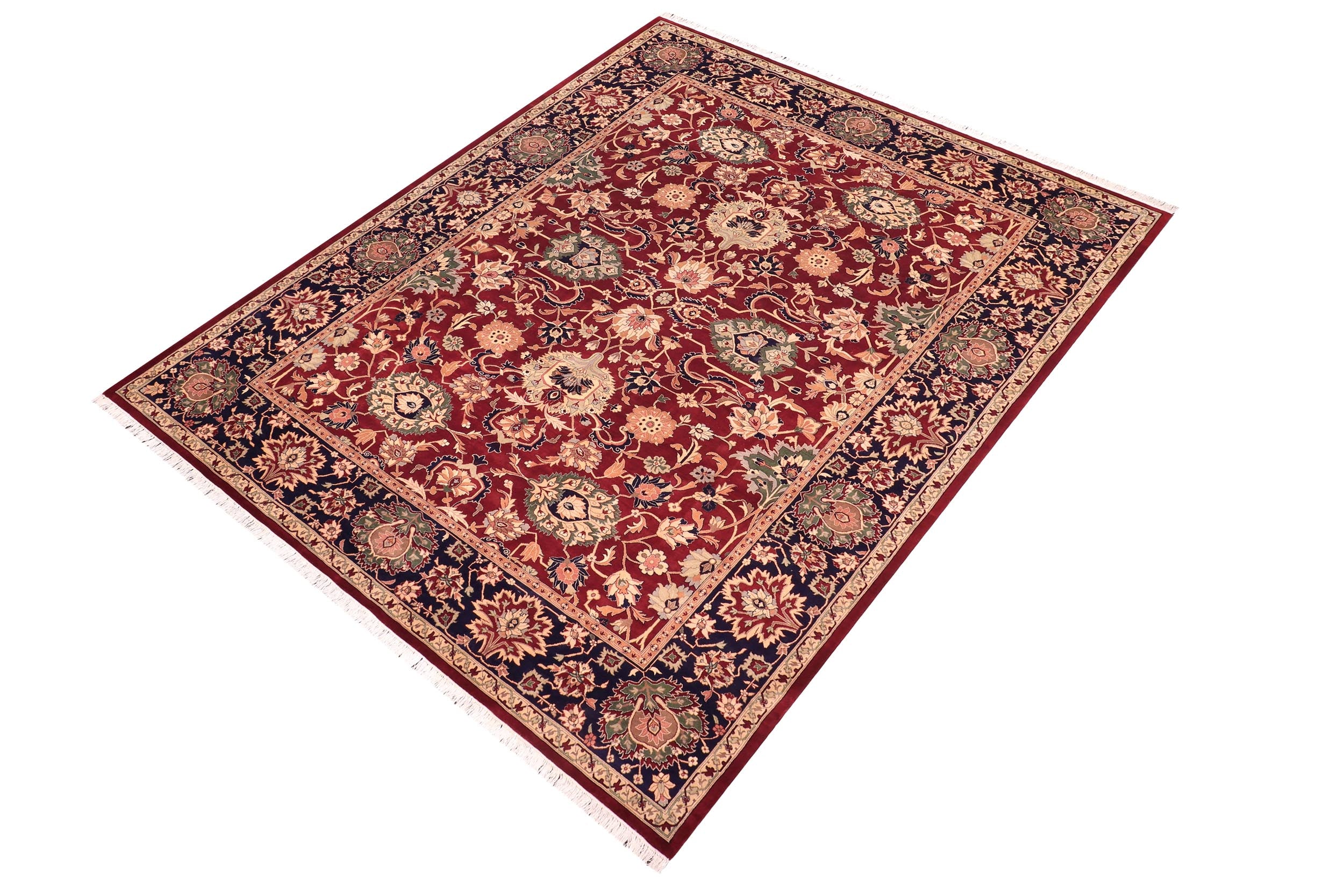 handmade Traditional Kafkaz Red Blue Hand Knotted RECTANGLE 100% WOOL area rug 9x12