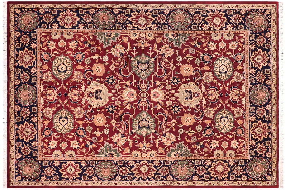 handmade Traditional Kafkaz Red Blue Hand Knotted RECTANGLE 100% WOOL area rug 9x12