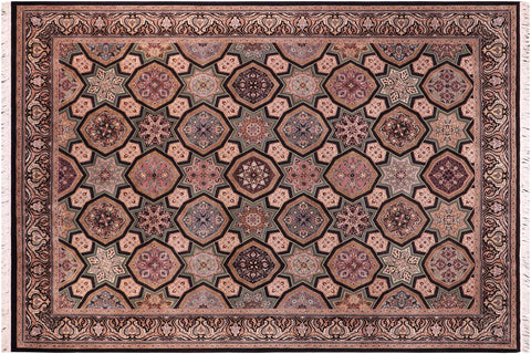 handmade Transitional Firdous Black Multi Hand Knotted RECTANGLE 100% WOOL area rug 9x12