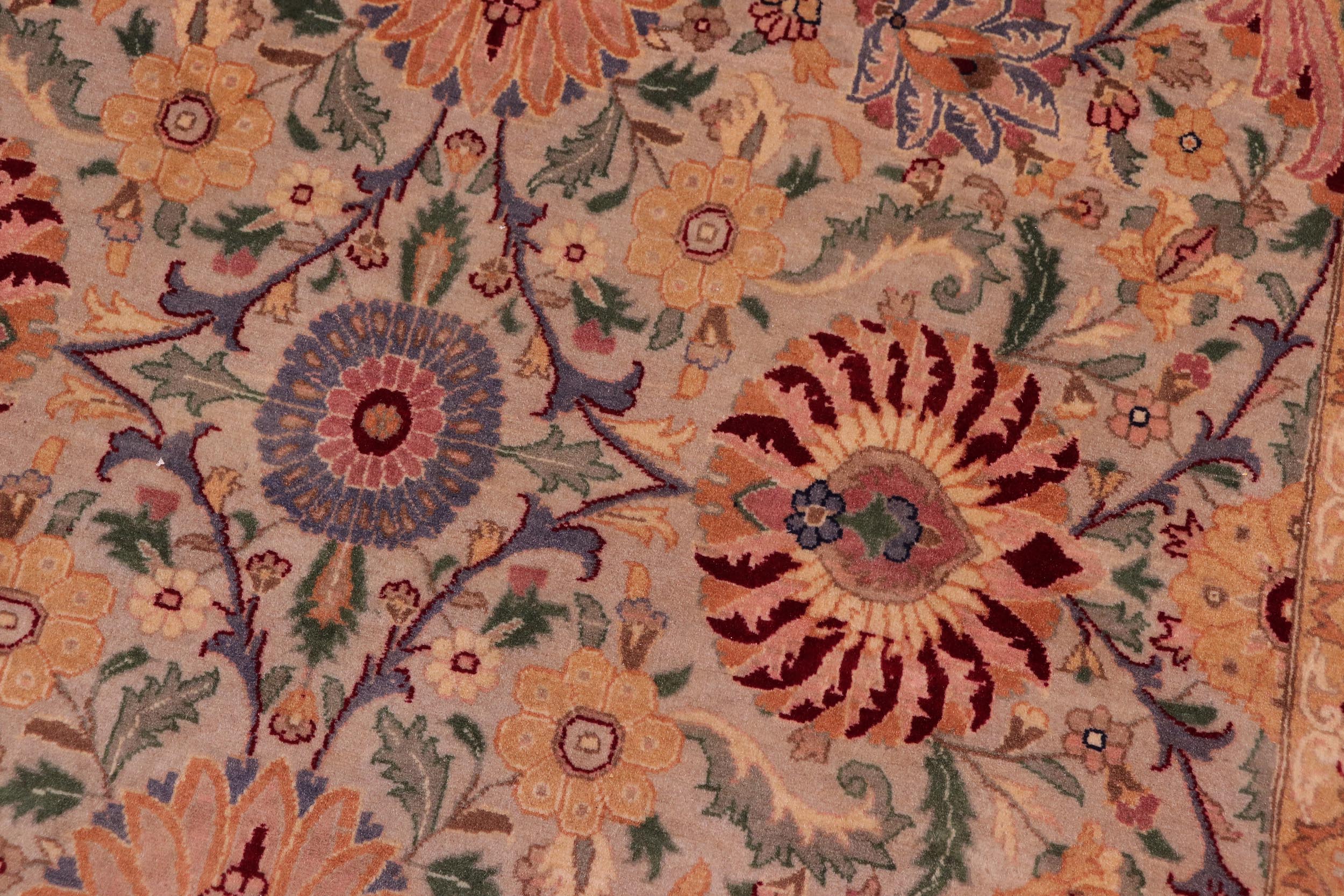 handmade Traditional Lahore Taupe Maroon Hand Knotted RECTANGLE 100% WOOL area rug 9x13