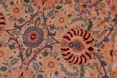 handmade Traditional Lahore Taupe Maroon Hand Knotted RECTANGLE 100% WOOL area rug 9x13