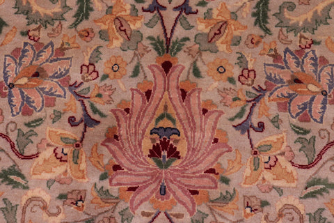 handmade Traditional Lahore Taupe Maroon Hand Knotted RECTANGLE 100% WOOL area rug 9x13