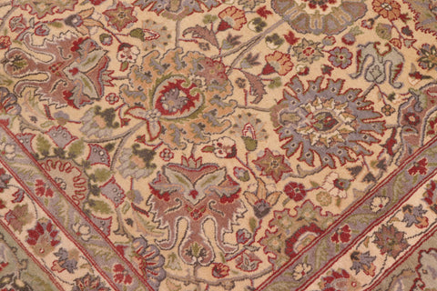 handmade Transitional Tabriz Gold Green Hand Knotted RECTANGLE 100% WOOL area rug 9x12