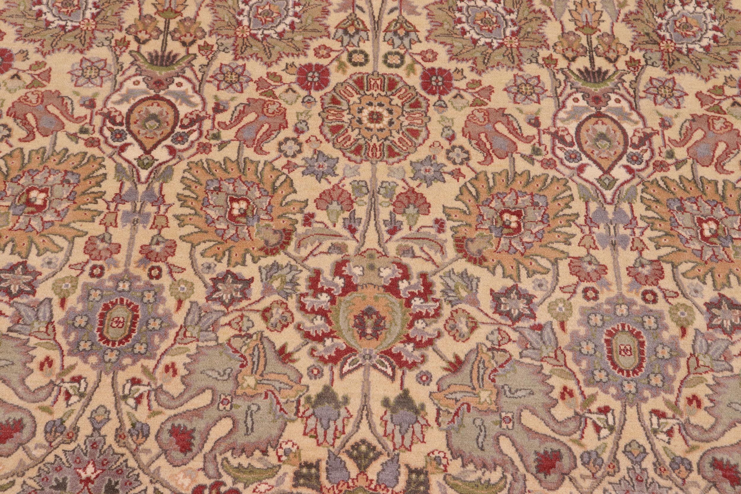 handmade Transitional Tabriz Gold Green Hand Knotted RECTANGLE 100% WOOL area rug 9x12