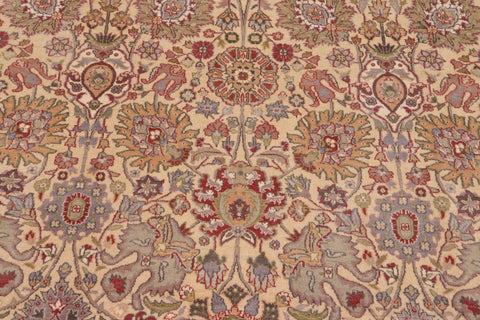 handmade Transitional Tabriz Gold Green Hand Knotted RECTANGLE 100% WOOL area rug 9x12