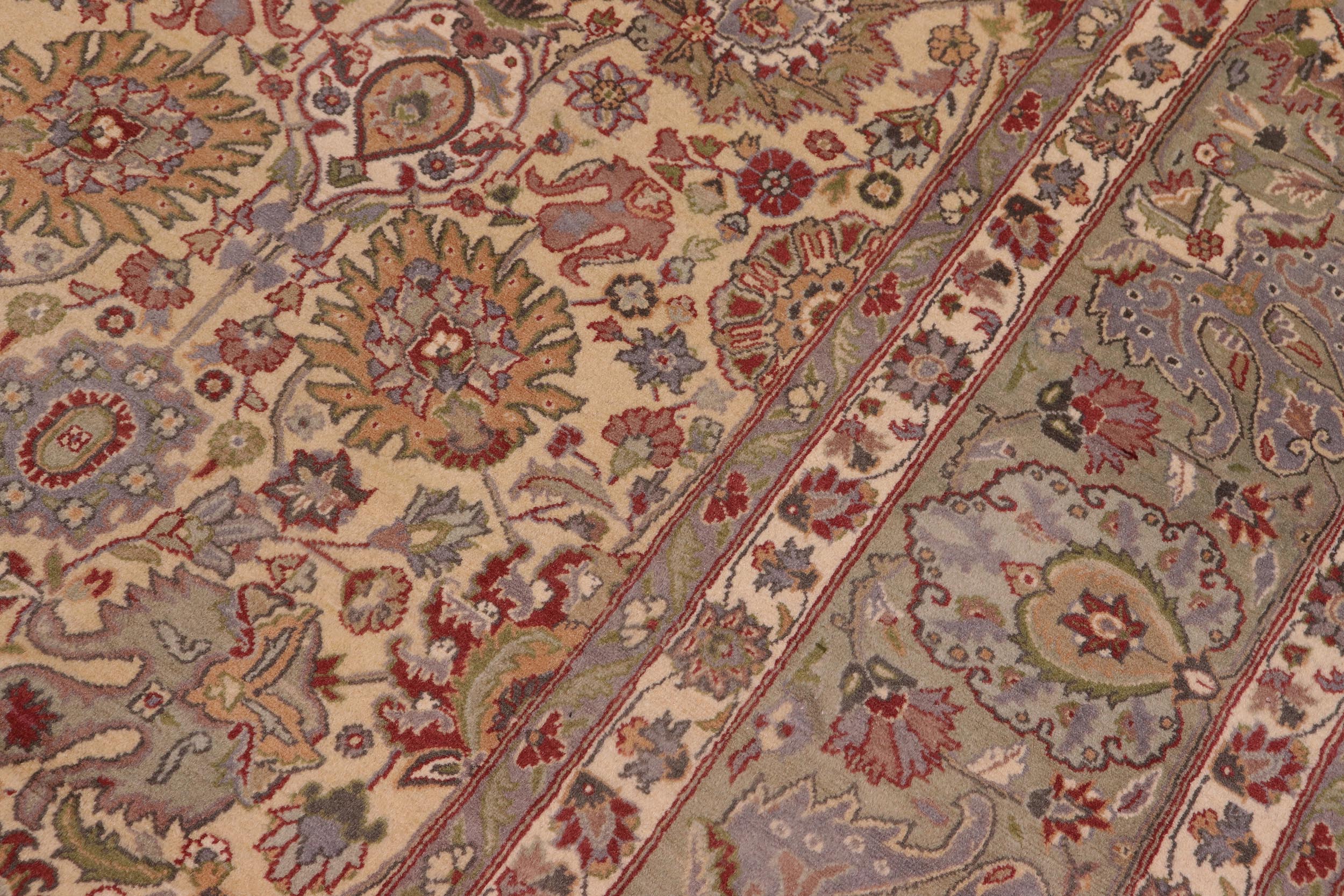 handmade Transitional Tabriz Gold Green Hand Knotted RECTANGLE 100% WOOL area rug 9x12