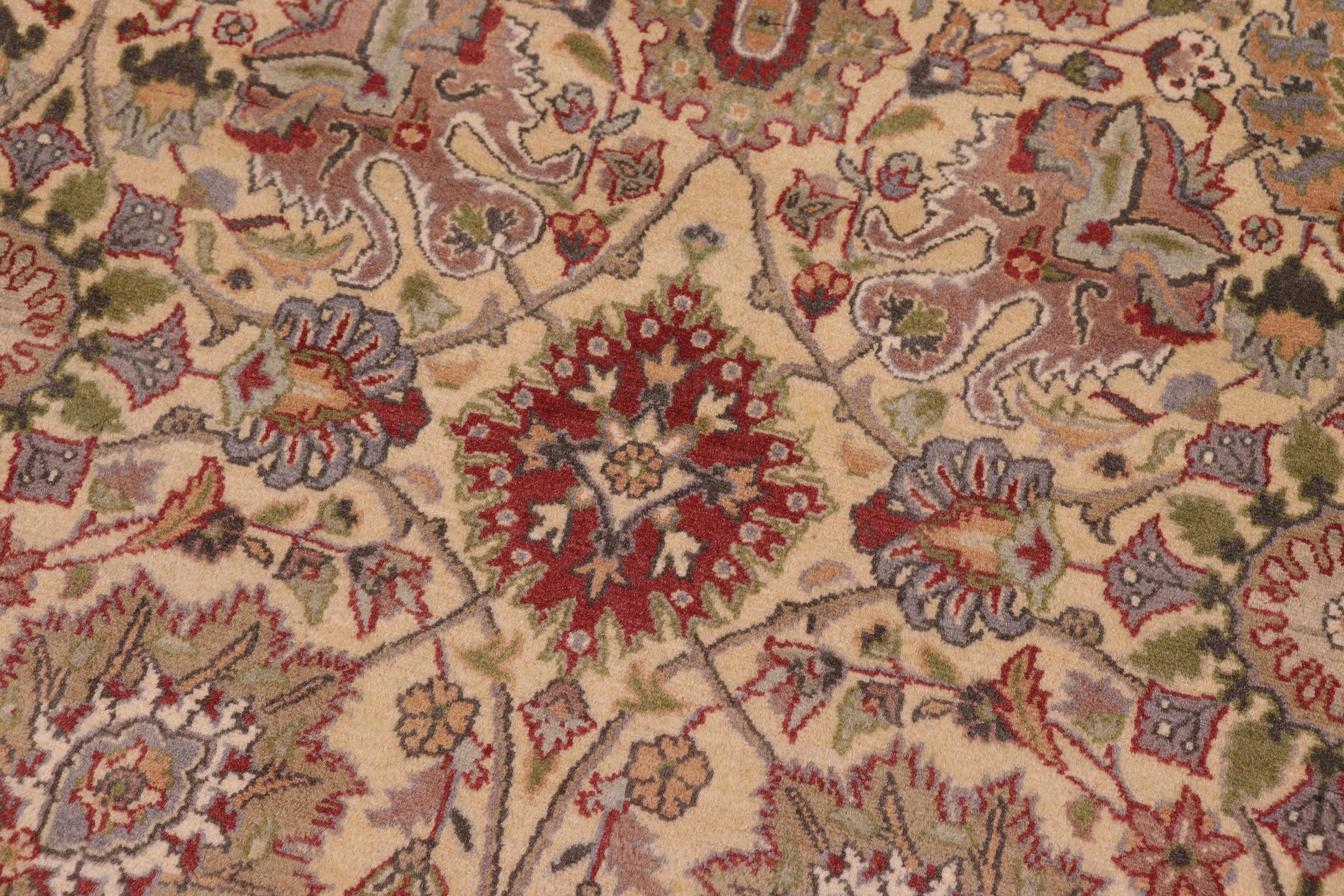 handmade Transitional Tabriz Gold Green Hand Knotted RECTANGLE 100% WOOL area rug 9x12