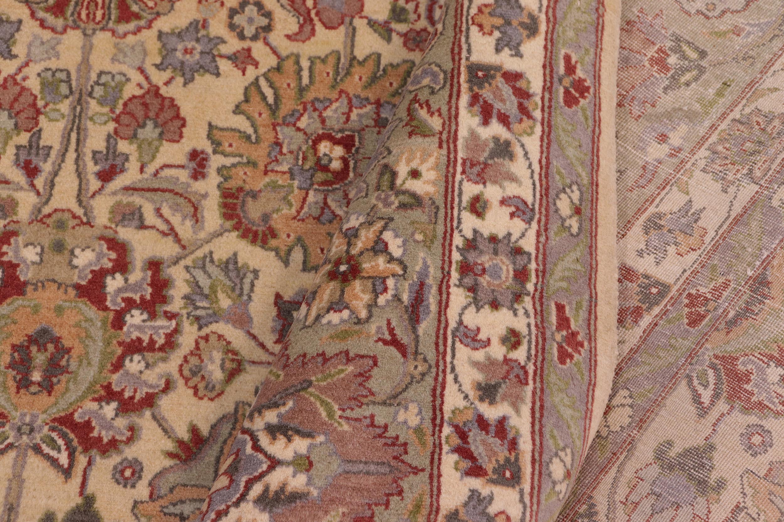 handmade Transitional Tabriz Gold Green Hand Knotted RECTANGLE 100% WOOL area rug 9x12