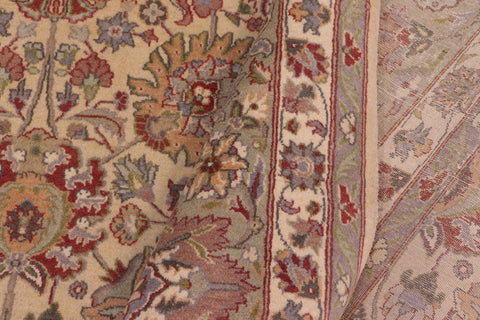 handmade Transitional Tabriz Gold Green Hand Knotted RECTANGLE 100% WOOL area rug 9x12