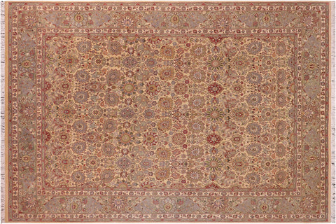 handmade Transitional Tabriz Gold Green Hand Knotted RECTANGLE 100% WOOL area rug 9x12