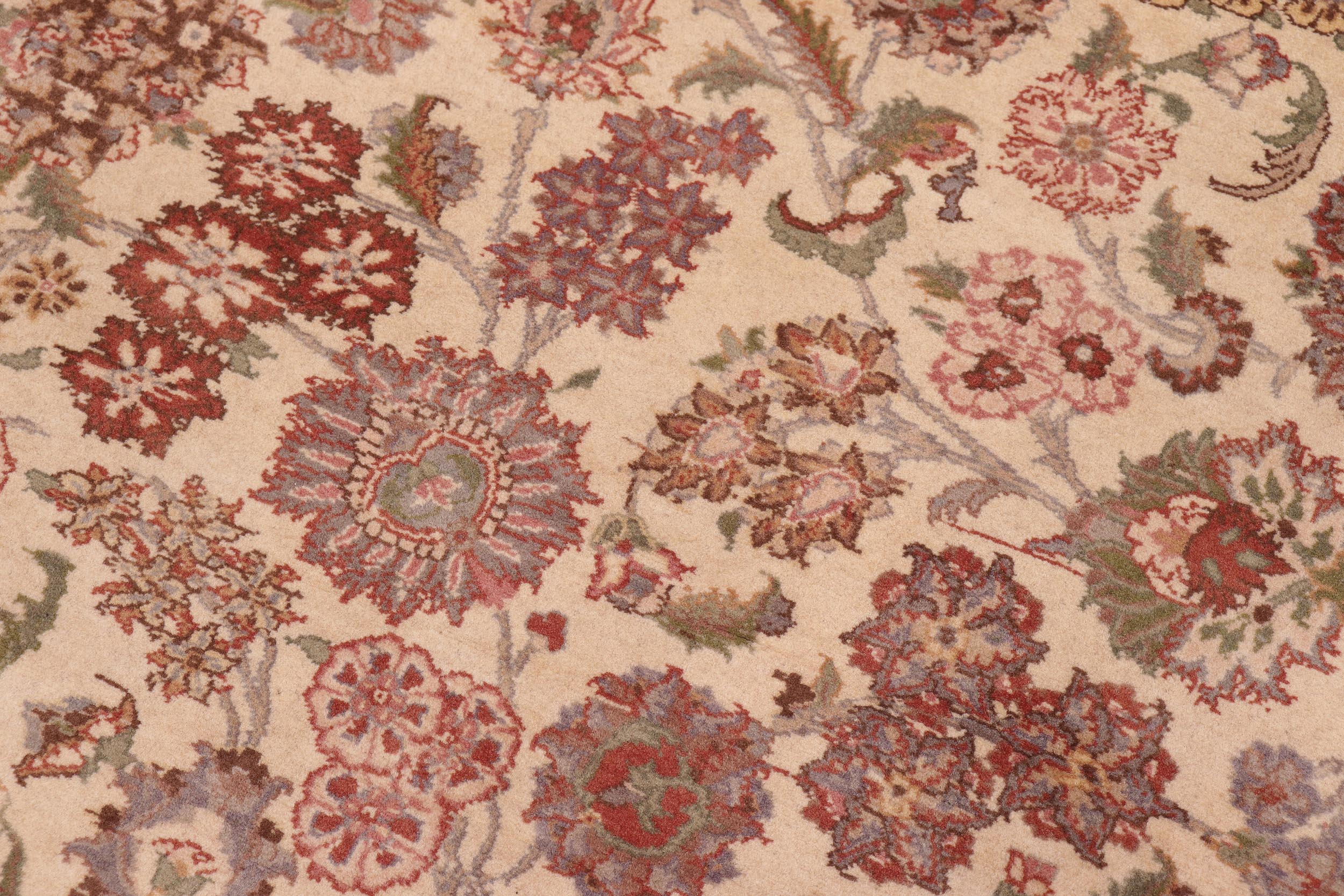 handmade Traditional Kashan Ivory Brown Hand Knotted RECTANGLE 100% WOOL area rug 9x12