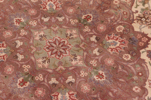 handmade Traditional Kashan Ivory Brown Hand Knotted RECTANGLE 100% WOOL area rug 9x12