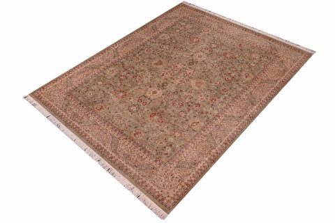 handmade Traditional Kashan Green Beige Hand Knotted RECTANGLE 100% WOOL area rug 9x12