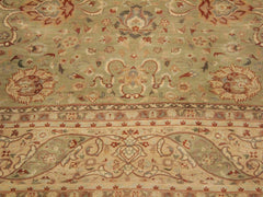 handmade Transitional Kashan Green Beige Hand Knotted RECTANGLE 100% WOOL area rug 9x12