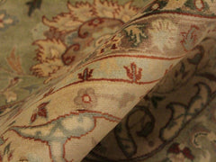 handmade Transitional Kashan Green Beige Hand Knotted RECTANGLE 100% WOOL area rug 9x12