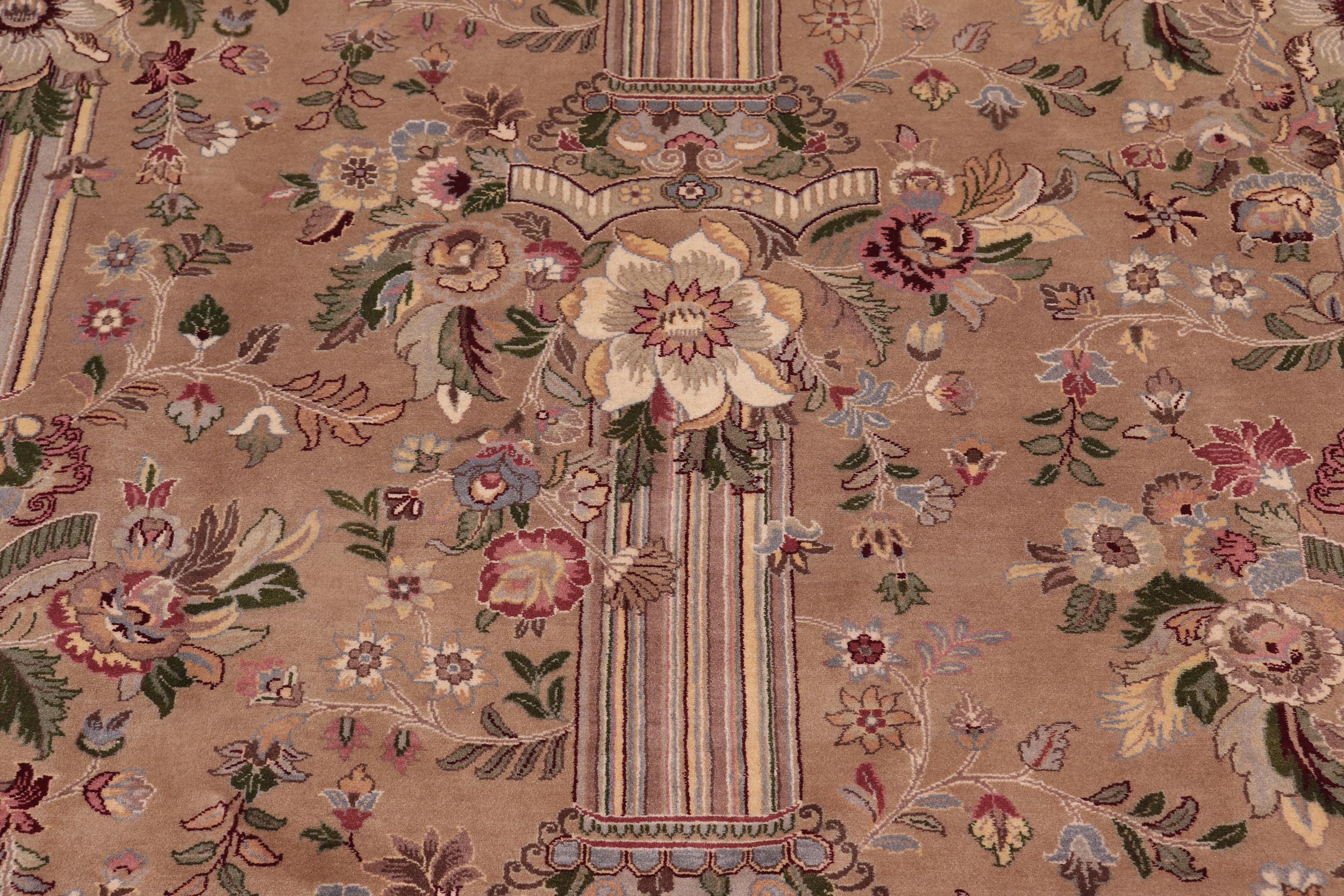 handmade Transitional Pupo Taupe Green Hand Knotted RECTANGLE 100% WOOL area rug 9x12