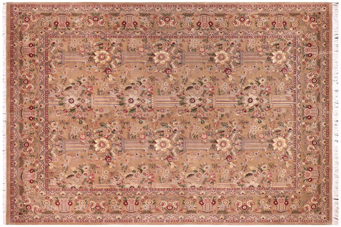 handmade Transitional Pupo Taupe Green Hand Knotted RECTANGLE 100% WOOL area rug 9x12
