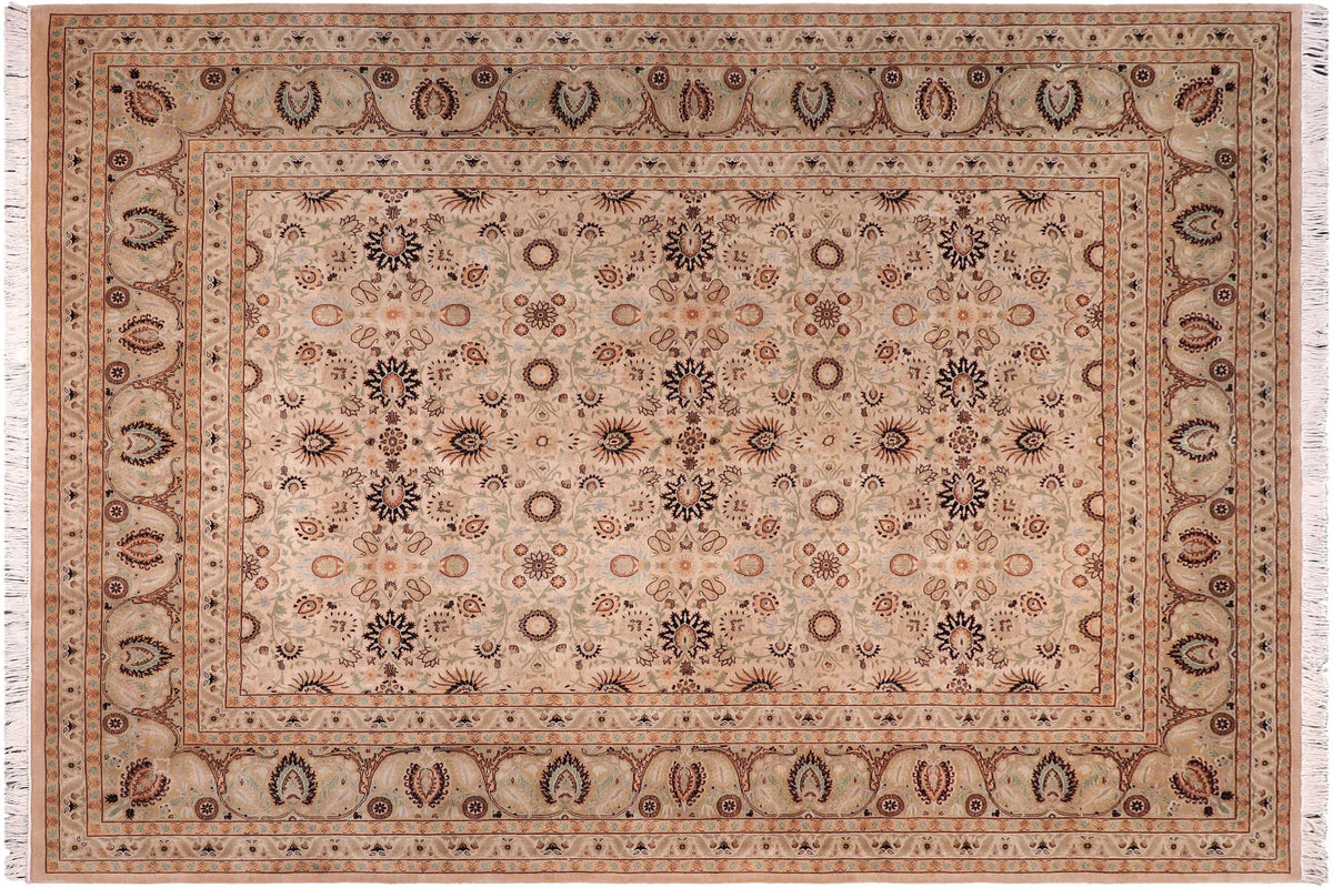 handmade Transitional New Asif Beige Green Hand Knotted RECTANGLE 100% WOOL area rug 9x12