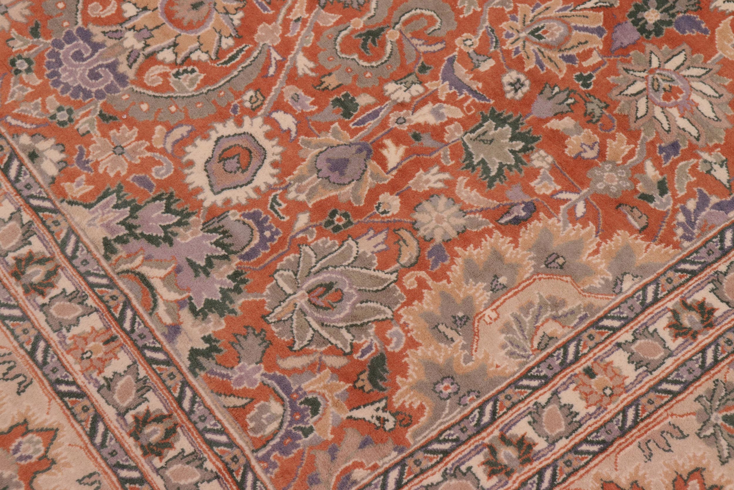 handmade Traditional Lahore Rust Beige Hand Knotted RECTANGLE 100% WOOL area rug 9x12