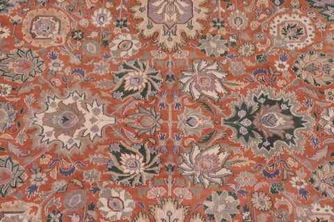 handmade Traditional Lahore Rust Beige Hand Knotted RECTANGLE 100% WOOL area rug 9x12