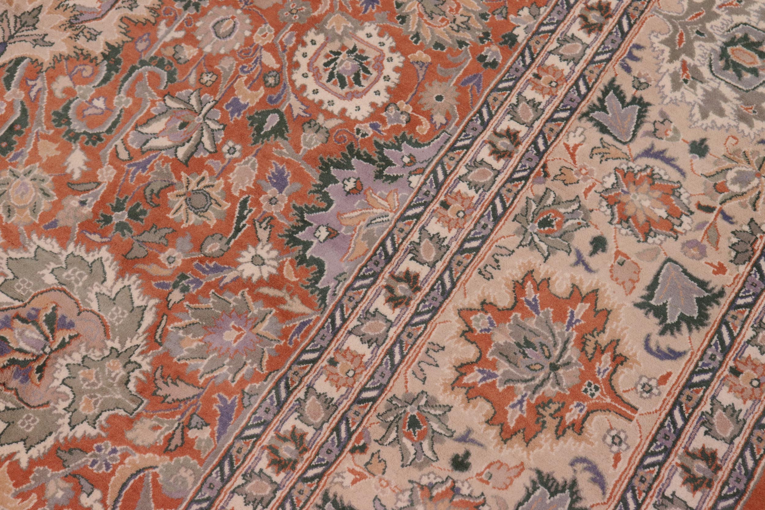 handmade Traditional Lahore Rust Beige Hand Knotted RECTANGLE 100% WOOL area rug 9x12