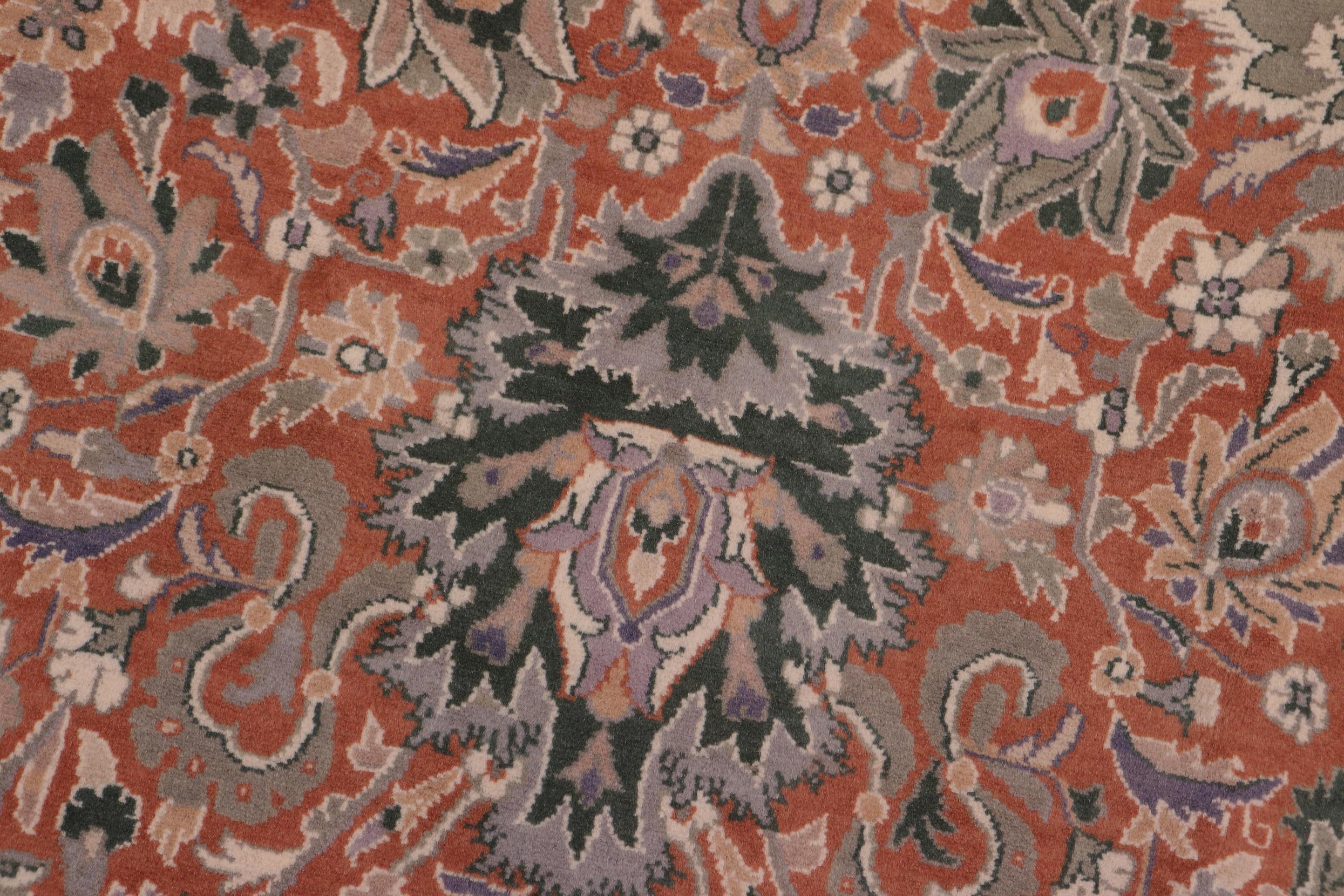 handmade Traditional Lahore Rust Beige Hand Knotted RECTANGLE 100% WOOL area rug 9x12