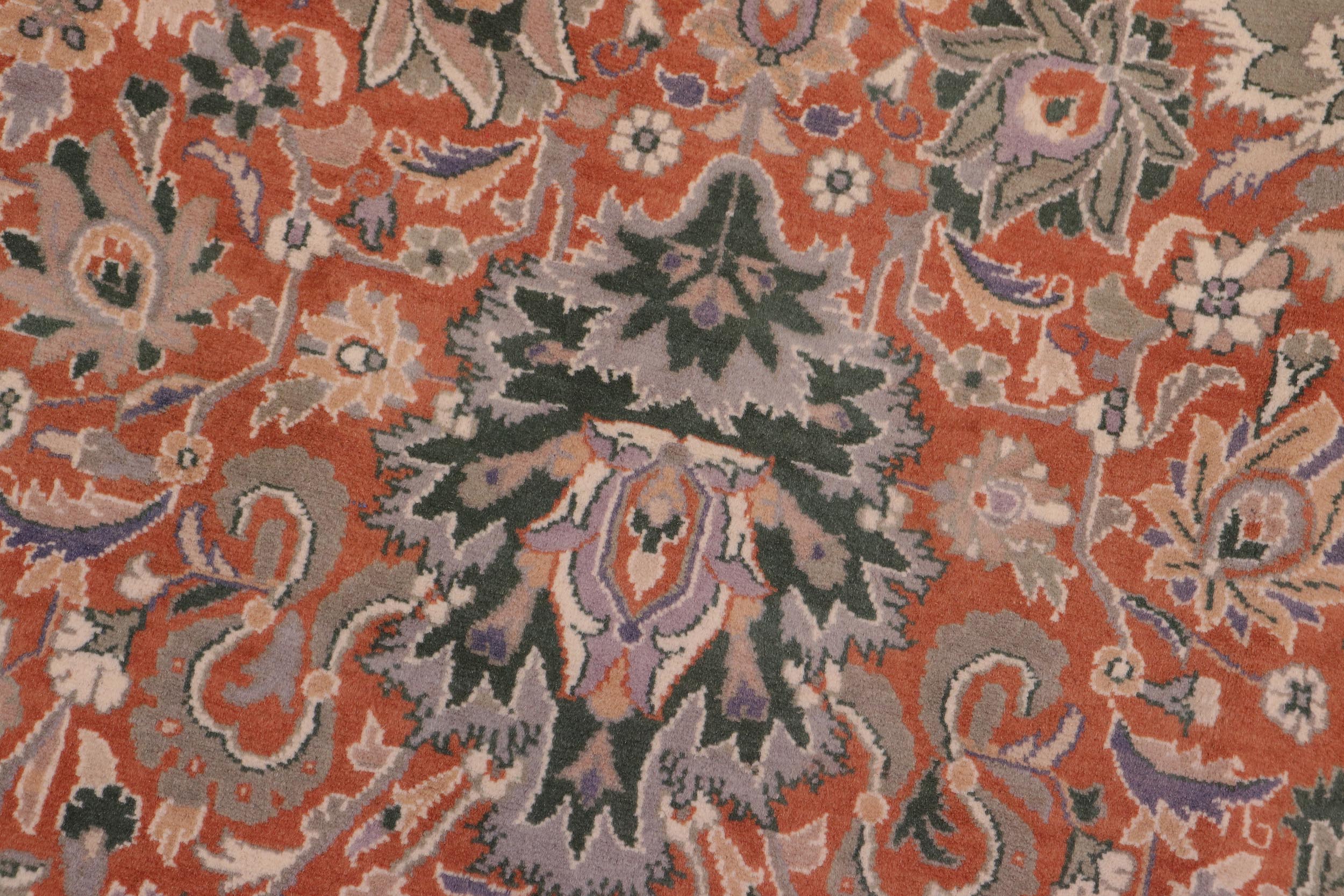 handmade Traditional Lahore Rust Beige Hand Knotted RECTANGLE 100% WOOL area rug 9x12