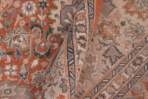 handmade Traditional Lahore Rust Beige Hand Knotted RECTANGLE 100% WOOL area rug 9x12